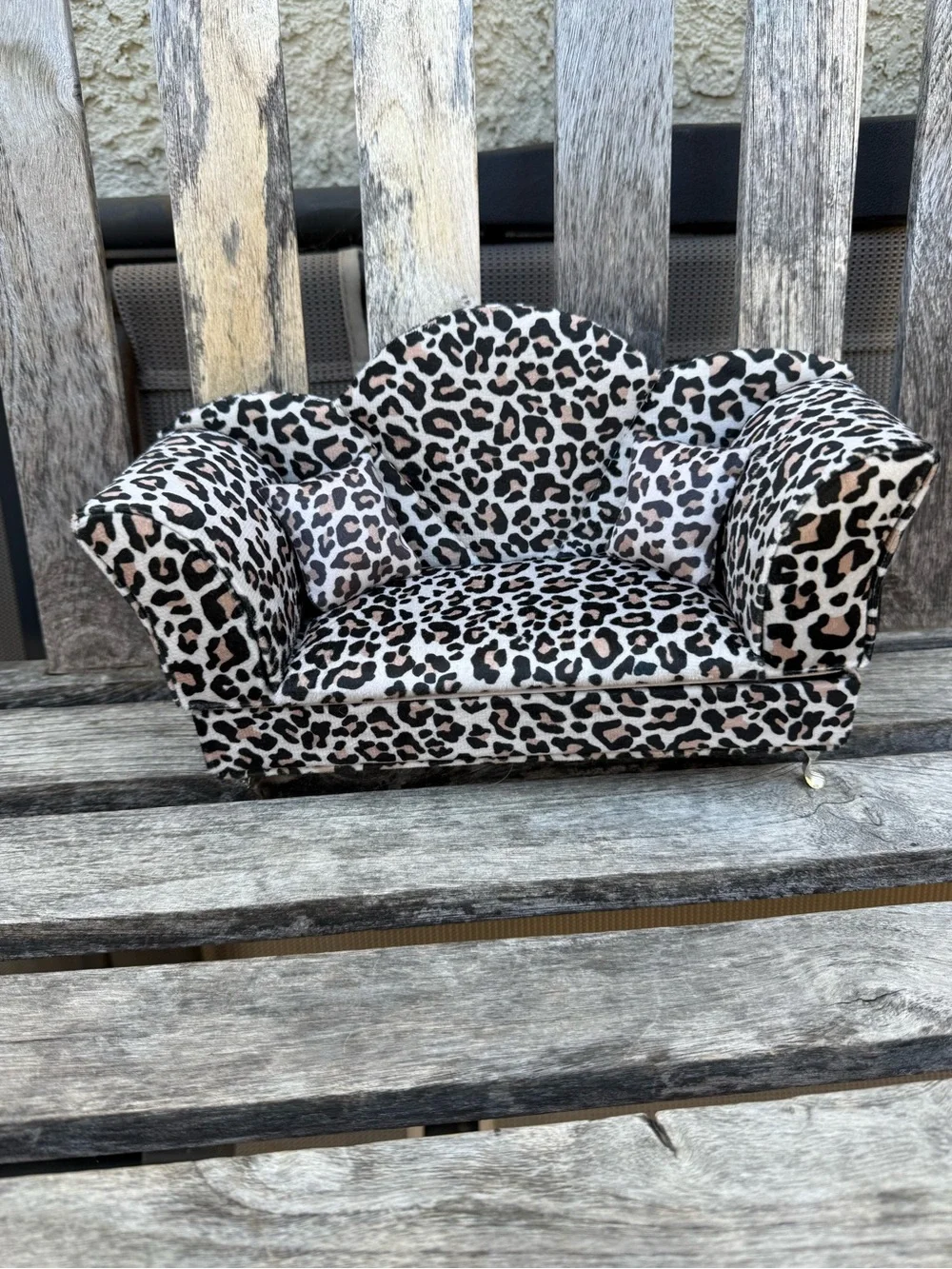 Leopard Print Accent Mini Sofa - Cream and Black couch doll furniture jewelry
